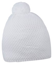 Obrázky: Akrylová pletená zimná  čiapka biela s brmbolcom