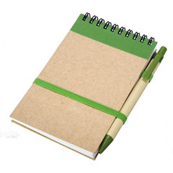 Obrázky: Zelený krúžkový zápisník s perom, čisté strany