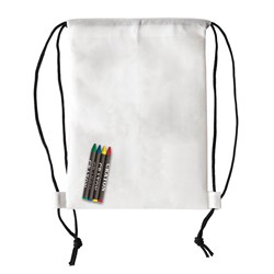 Obrázky: Biely jednoduchý ruksak s voskovkami, net.textília