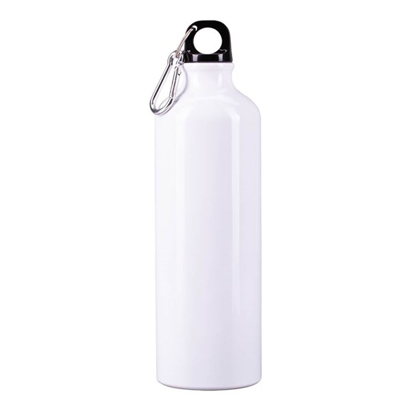 Obrázky: Biela hliníková fľaša 800 ml s karabínou, lesklá, Obrázok 3