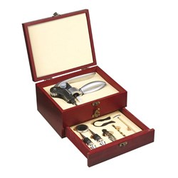 Zobrazit detaily pro Drevená sada na víno so zásuvkou na príslušenstvo Obrázky: Drevená sada na víno so zásuvkou na príslušenstvo