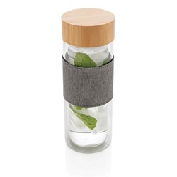 Zobrazit detaily pro Dvojstenná sklenená fľaša 360 ml s úchopom z rPET Obrázky: Dvojstenná sklenená fľaša 360 ml s úchopom z rPET