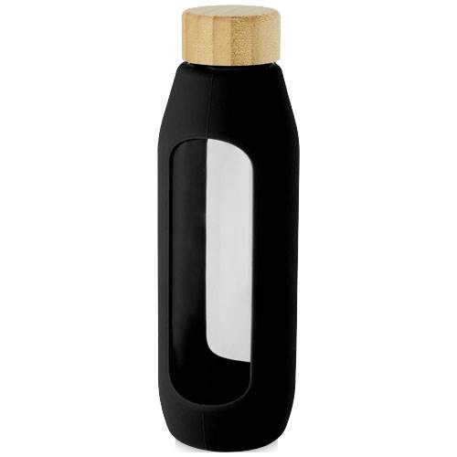 Obrázky: Sklenená fľaša 600 ml so silikón. obalom, čierna, Obrázok 3