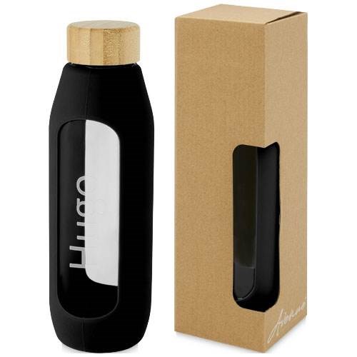 Obrázky: Sklenená fľaša 600 ml so silikón. obalom, čierna, Obrázok 4