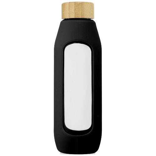 Obrázky: Sklenená fľaša 600 ml so silikón. obalom, čierna, Obrázok 5