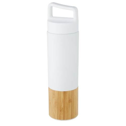 Obrázky: Nerezová termoska 540 ml s bambusom, biela, Obrázok 3