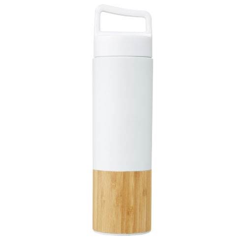 Obrázky: Nerezová termoska 540 ml s bambusom, biela, Obrázok 5