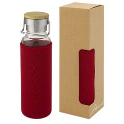 Obrázky: Sklenená fľaša 660 ml s neoprén.obalom, červená