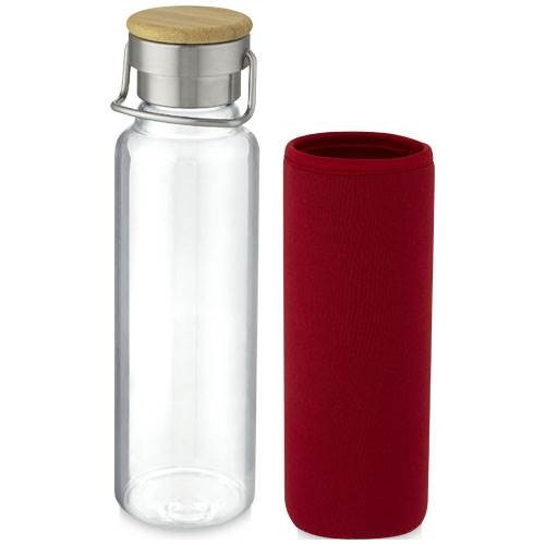 Obrázky: Sklenená fľaša 660 ml s neoprén.obalom, červená, Obrázok 2
