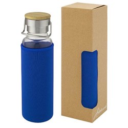 Obrázky: Sklenená fľaša 660 ml s neoprén.obalom, modrá