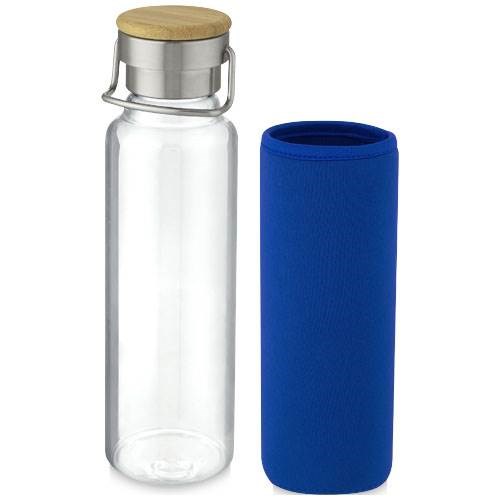 Obrázky: Sklenená fľaša 660 ml s neoprén.obalom, modrá, Obrázok 2