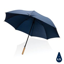 Obrázky: Modrý bambusový auto-open dáždnik Impact