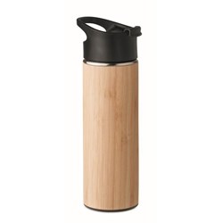Zobrazit detaily pro Bambusová dvojstenná fľaša, 450 ml, hnedá Obrázky: Bambusová dvojstenná fľaša, 450 ml, hnedá