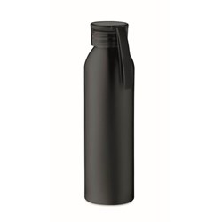 Obrázky: Čierne hliníková fľaša 600ml so silikón. pútkom
