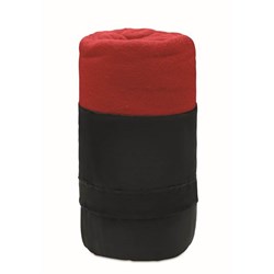 Obrázky: Flísová cestovná deka z RPET s obalom, červená