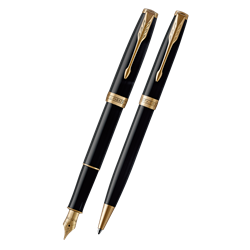 Zobrazit detaily pro Parker Sonnet Matte Black GT,sada pl. a gul. pera Obrázky: Parker Sonnet Matte Black GT,sada pl. a gul. pera