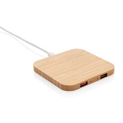 Zobrazit detaily pro Bezdrôtová nabíjačka 5W s USB z FSC bambusu Obrázky: Bezdrôtová nabíjačka 5W s USB z FSC bambusu