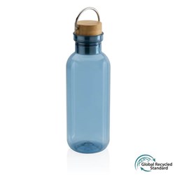 Obrázky: Fľaša z RPET s bambusovým viečkom a madlom modrá