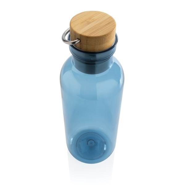 Obrázky: Fľaša z RPET s bambusovým viečkom a madlom modrá, Obrázok 3