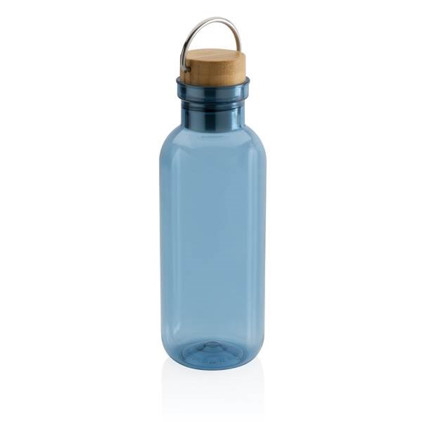 Obrázky: Fľaša z RPET s bambusovým viečkom a madlom modrá, Obrázok 4