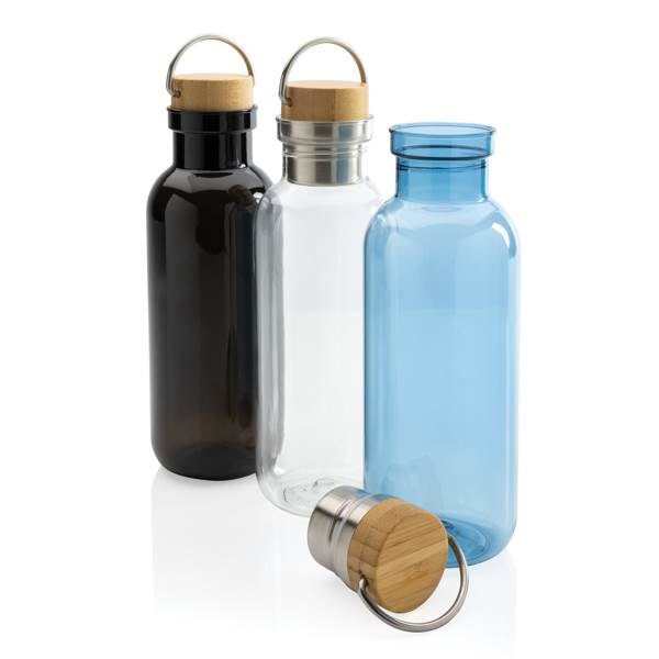 Obrázky: Fľaša z RPET s bambusovým viečkom a madlom modrá, Obrázok 7