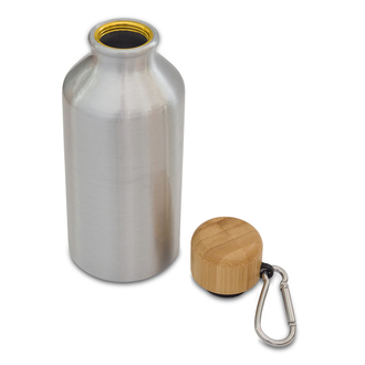 Obrázky: Strieborná jednostenná hliníková  fľaša 400 ml, Obrázok 2
