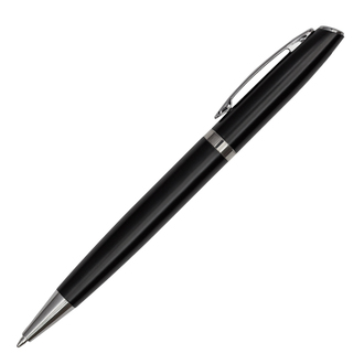 Obrázky: Čierne guličkové pero, recykl. hliník, modrá náplň, Obrázok 2