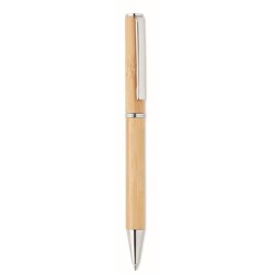 Obrázky: Bambusové guličkové otočné pero, modrá n.