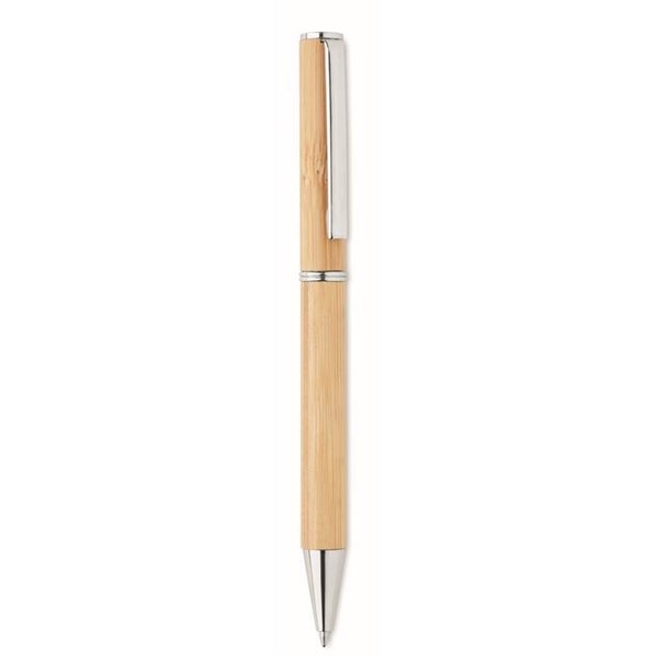 Obrázky: Bambusové guličkové otočné pero, modrá n.