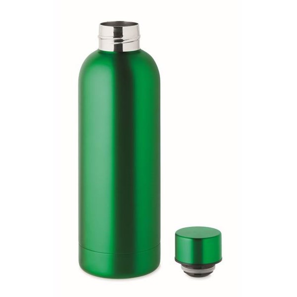 Obrázky: Dvojstenná recykl. nerez fľaša 0,5l, zelená, Obrázok 2