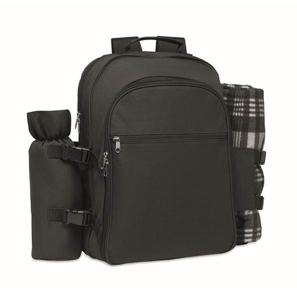 Obrázky: Čierny piknikový ruksak pre 4 osoby z 300D RPET PE, Obrázok 2