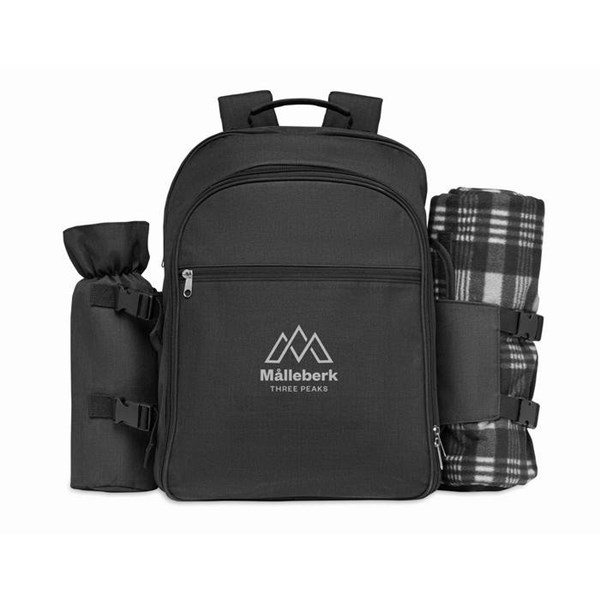 Obrázky: Čierny piknikový ruksak pre 4 osoby z 300D RPET PE, Obrázok 4