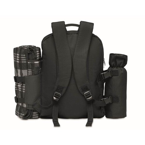 Obrázky: Čierny piknikový ruksak pre 4 osoby z 300D RPET PE, Obrázok 5
