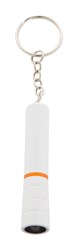 Obrázky: Biela plastová mini LED baterka, oranžový krúžok