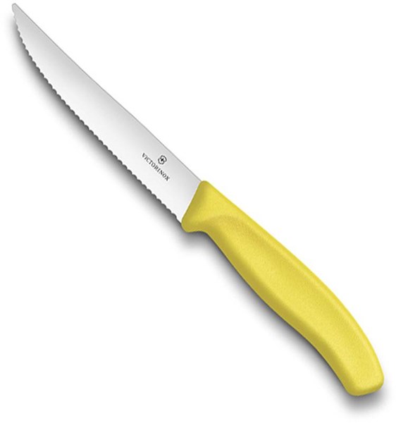 Obrázky: Žltý steakový nôž s vlnovkovým ostrím 12 cm