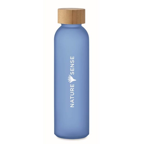 Obrázky: Transparentná modrá matná sklenená fľaša 500 ml., Obrázok 10