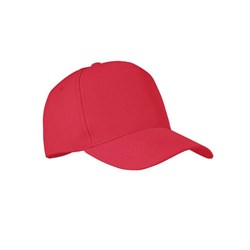 Obrázky: Červená päťpanelová čiapka z RPET polyesteru