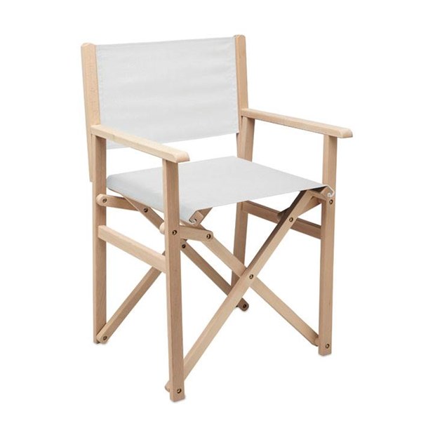 Obrázky: Biela plážová/kempingová drevená stolička, Obrázok 2