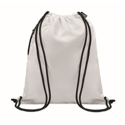 Obrázky: Veľký biely sťahovací ruksak 300D RPET