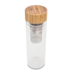 Zobrazit detaily pro Sklenená fľaša 420 ml s infuzérom, bambus viečko Obrázky: Sklenená fľaša 420 ml s infuzérom, bambus viečko