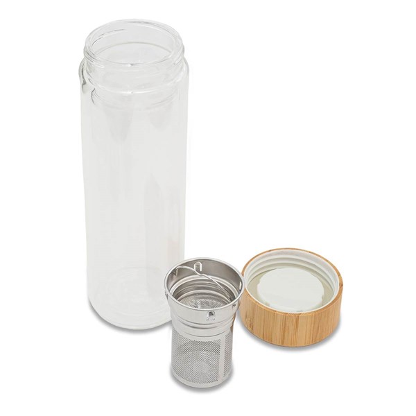 Obrázky: Sklenená fľaša 420 ml s infuzérom, bambus viečko, Obrázok 2