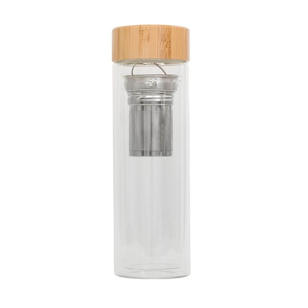 Obrázky: Sklenená fľaša 420 ml s infuzérom, bambus viečko, Obrázok 4
