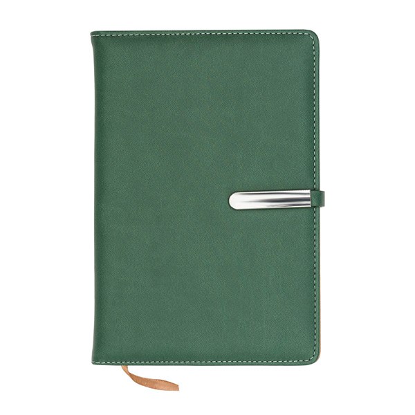 Obrázky: Zelený linajkový zápisník z PU s magnet. sponou, Obrázok 4