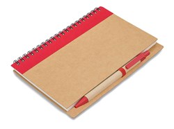 Obrázky: Špirálový poznámkový blok B6, recykl.pero, červená