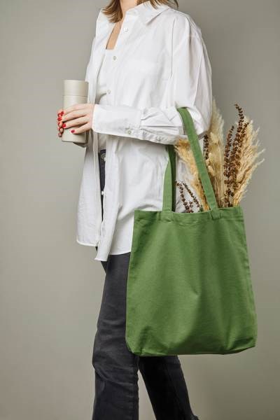 Obrázky: Zelená plátená taška VINGA, bavlna 350 g/m2, Obrázok 3