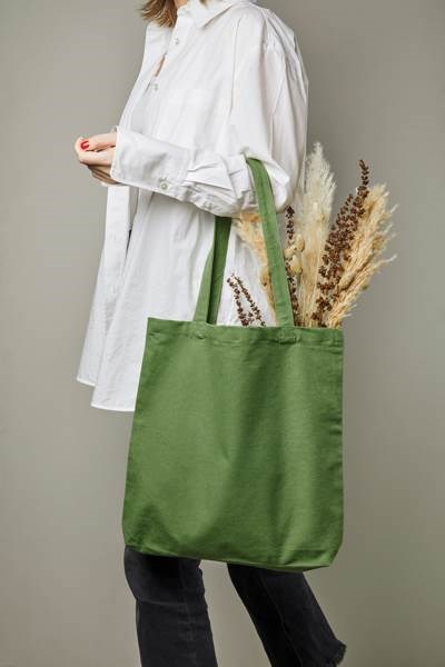 Obrázky: Zelená plátená taška VINGA, bavlna 350 g/m2, Obrázok 4
