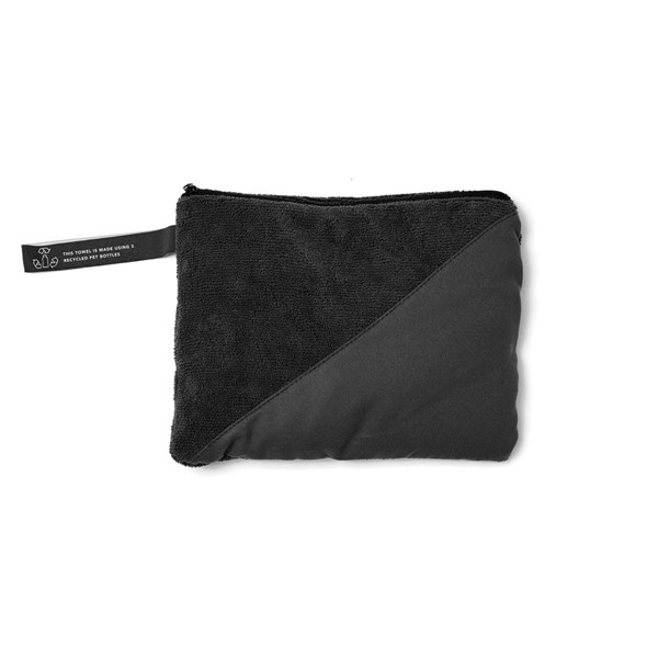Obrázky: Čierny športový uterák VINGA z GRS RPET 40x80cm, Obrázok 2