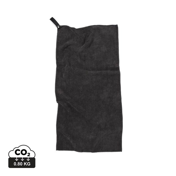 Obrázky: Čierny športový uterák VINGA z GRS RPET 40x80cm, Obrázok 7