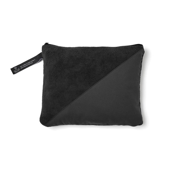 Obrázky: Čierny športový uterák VINGA z GRS RPET 140x70cm, Obrázok 2