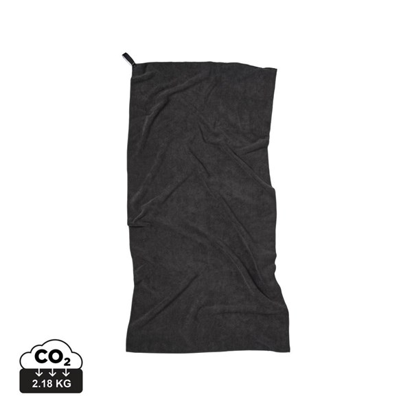 Obrázky: Čierny športový uterák VINGA z GRS RPET 140x70cm, Obrázok 5